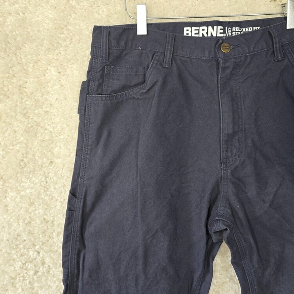 Berne Mens Duck Carpenter Pants Size 34x34 (Fits 34x32) Navy Relaxed Workwear - Picture 3 of 13